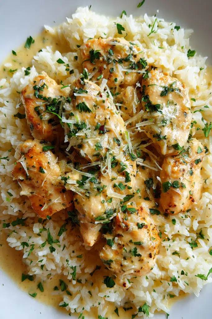 Creamy Chicken Scampi with Parmesan Rice