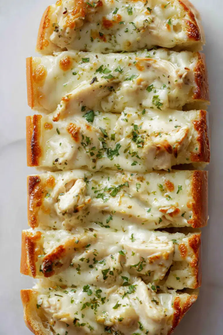 Chicken Alfredo Garlic Bread