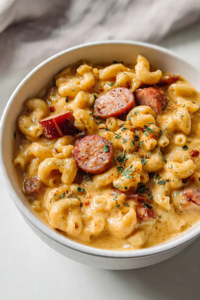Smokey Sausage Mac & Cheese Soup