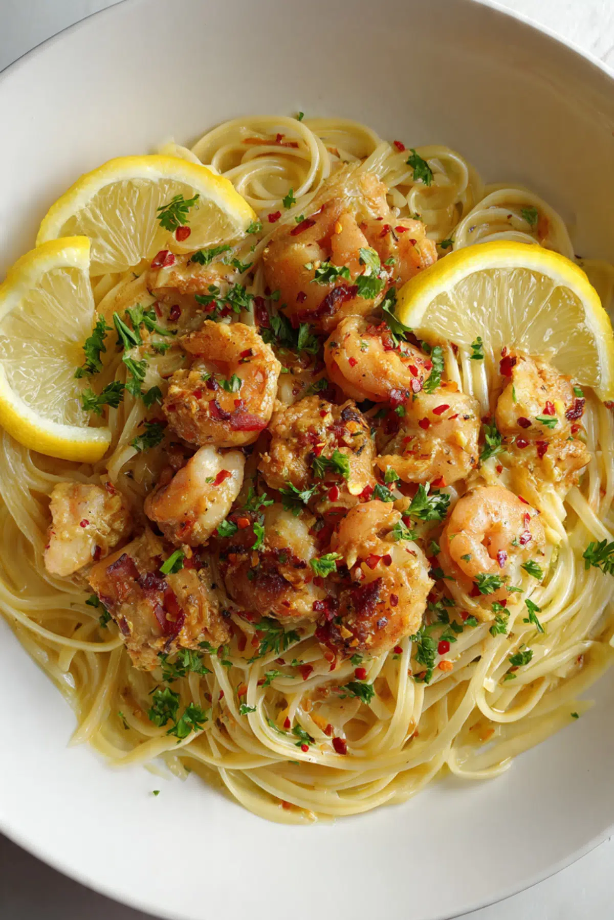 Spicy Garlic Shrimp and Chicken Scampi