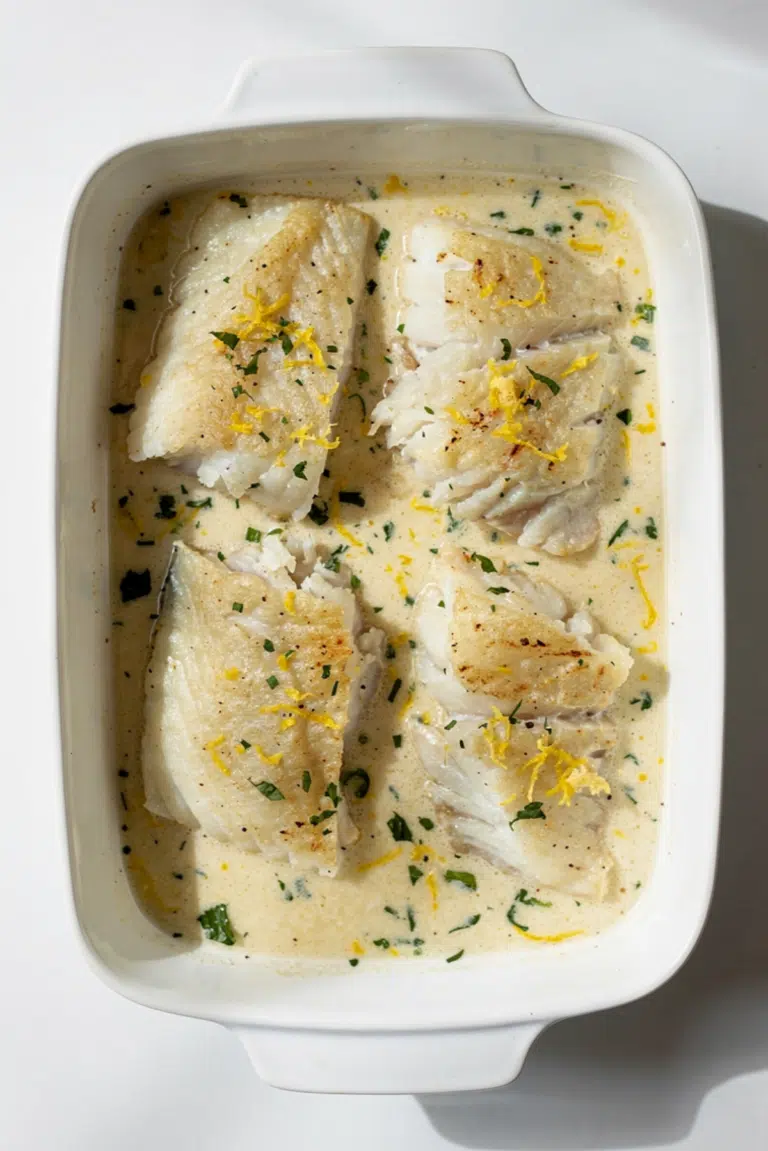 Tasty Baked Cod in Coconut Lemon Cream Sauce Recipe