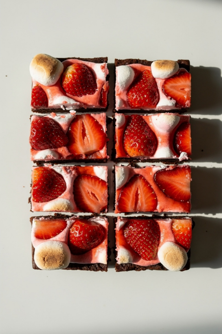 Strawberry Marshmallow Brownie Bars