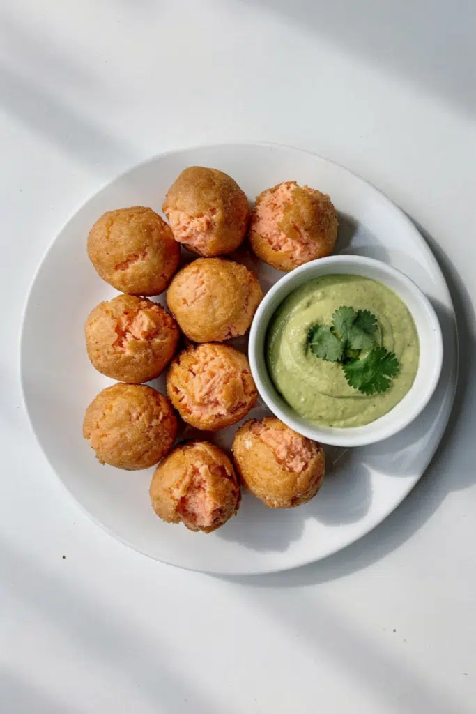 Salmon Balls with Creamy Avocado Cilantro Sauce Recipe