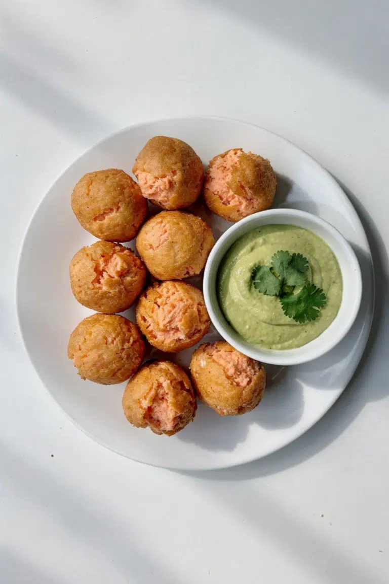 Salmon Balls with Creamy Avocado Cilantro Sauce Recipe