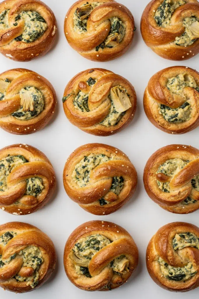 Spinach and Artichoke Stuffed Soft Pretzels