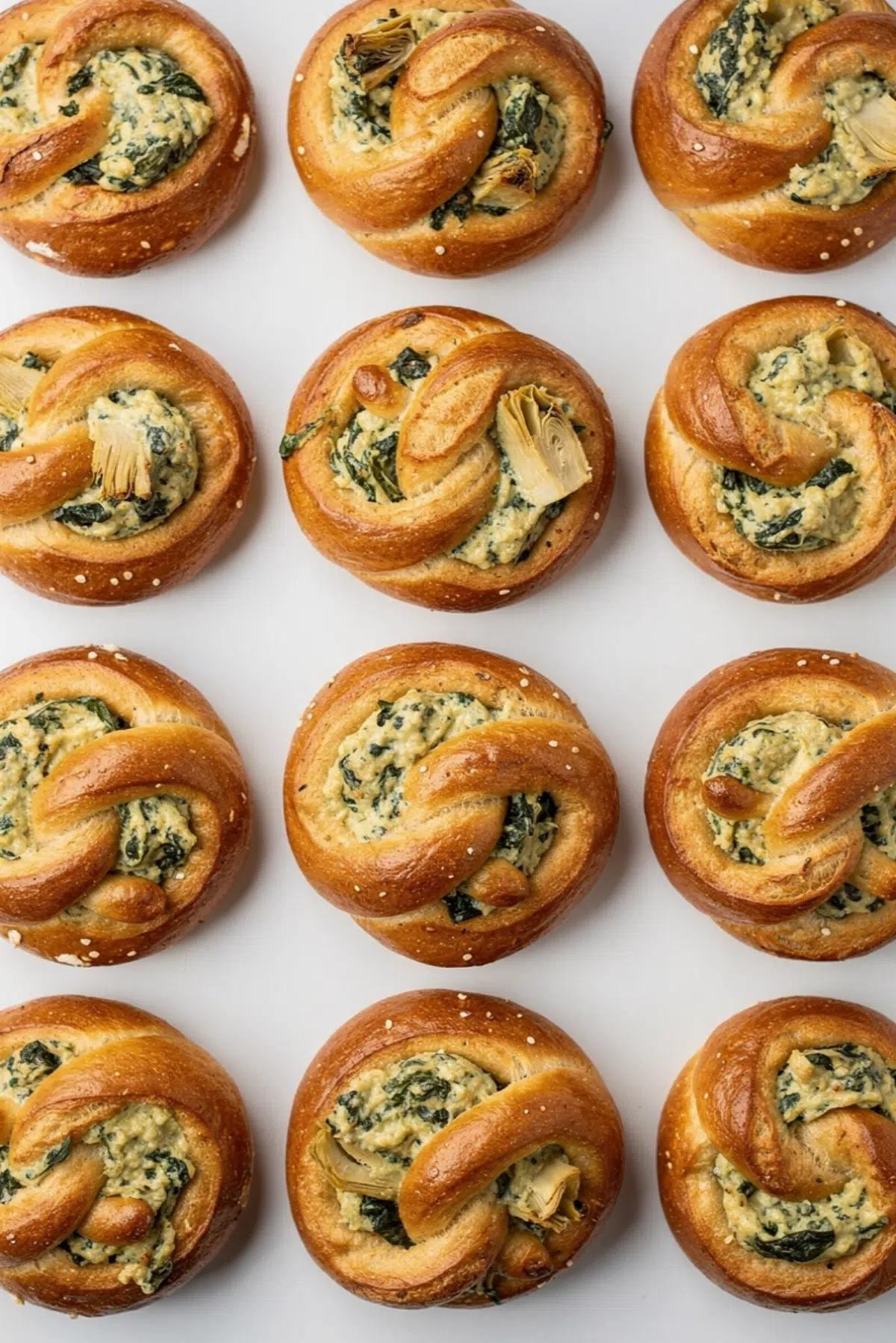 Spinach and Artichoke Stuffed Soft Pretzels