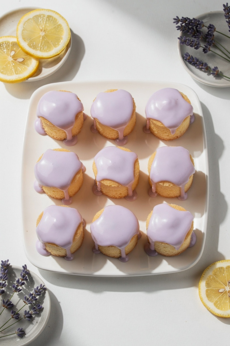 Elegant Mini Lemon Cakes with Lavender Glaze Recipe
