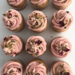 Mini Rose Pistachio Cupcakes