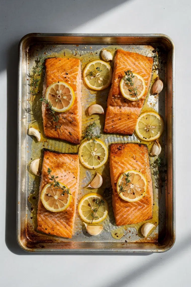 Sheet Pan Lemon Garlic Butter Salmon Recipe