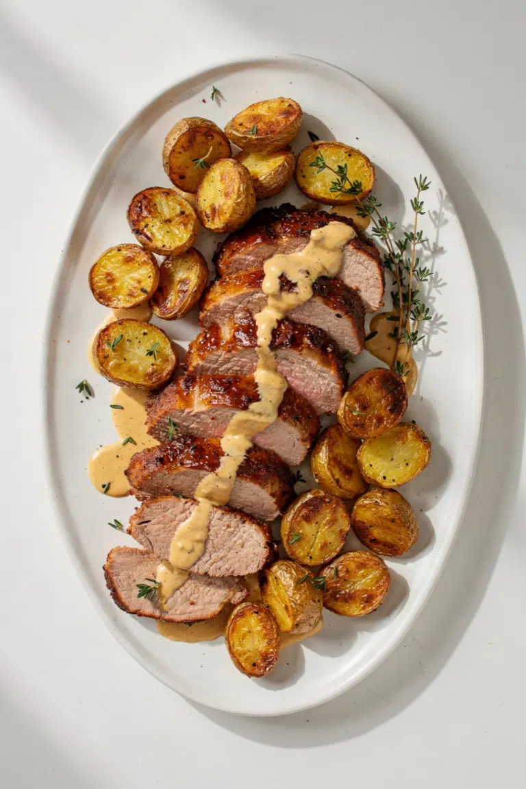 Savory Oven-Baked Pork Tenderloin with Dijon Cream Sauce Recipe