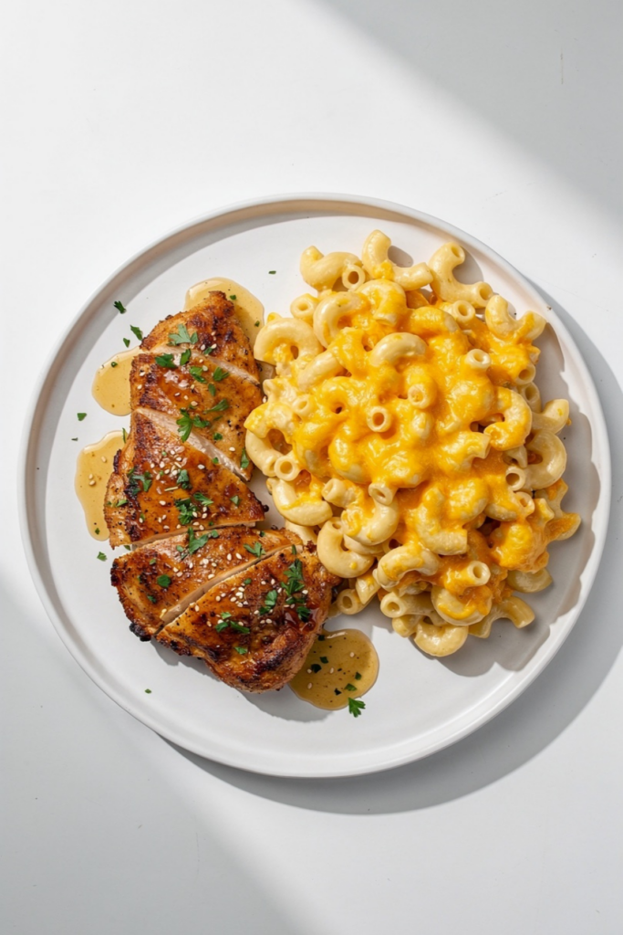 Honey Garlic Butter Chicken with Creamy Mac & Cheese