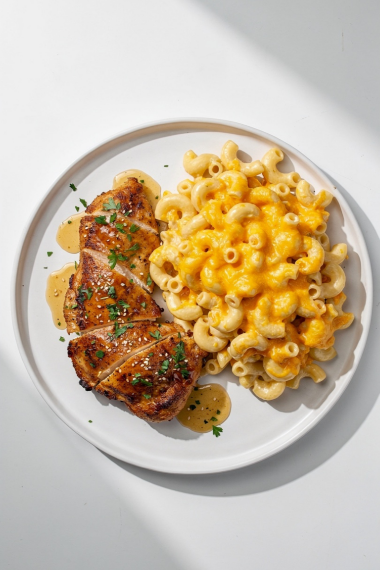 Honey Garlic Butter Chicken with Creamy Mac & Cheese